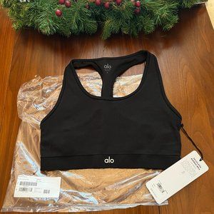 Alo Yoga Seamless Ribbed Bra Black Size Large L NEW WITH TAGS!